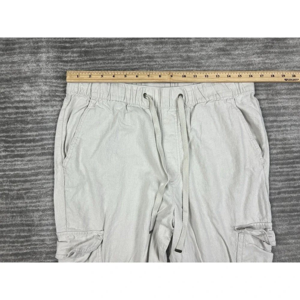 St Johns Bay Pants Womens‎ Large Beige Linen Blend Jogger Drawstring